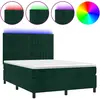 Image de Sommier À Lattes De Lit Avec Matelas Led Vert Foncé 140x190 Cm Vidaxl