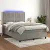 Image de Sommier À Lattes De Lit Avec Matelas Led Gris Clair 140x200 Cm Vidaxl