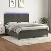 Image de Sommier À Lattes De Lit Matelas Et Led Gris Foncé 160x200 Cm Vidaxl