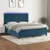 Image de Sommier À Lattes De Lit Matelas Et Led Bleu Foncé 160x200 Cm Vidaxl
