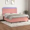 Image de Sommier À Lattes De Lit Matelas Et Led Rose 160x200 Cm Velours Vidaxl