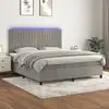 Image de Sommier À Lattes De Lit Matelas Et Led Gris Clair 180x200 Cm Vidaxl