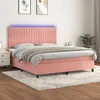 Image de Sommier À Lattes De Lit Matelas Et Led Rose 180x200 Cm Velours Vidaxl