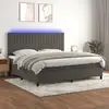 Image de Sommier À Lattes De Lit Matelas Et Led Gris Foncé 200x200 Cm Vidaxl