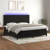 Image de Sommier À Lattes De Lit Matelas Et Led Noir 200x200 Cm Velours Vidaxl