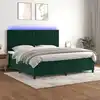 Image de Sommier À Lattes De Lit Matelas Et Led Vert Foncé 200x200 Cm Vidaxl