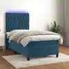 Image de Sommier À Lattes De Lit Et Matelas Et Led Bleu Foncé 80x200 Cm Vidaxl