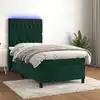 Image de Sommier À Lattes De Lit Et Matelas Et Led Vert Foncé 90x190 Cm Vidaxl