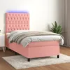 Image de Sommier À Lattes De Lit Matelas Et Led Rose 90x200 Cm Velours Vidaxl