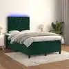 Image de Sommier À Lattes De Lit Matelas Et Led Vert Foncé 120x200 Cm Vidaxl