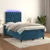 Image de Sommier À Lattes De Lit Matelas Et Led Bleu Foncé 120x200 Cm Vidaxl