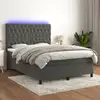 Image de Sommier À Lattes De Lit Matelas Et Led Gris Foncé 140x200 Cm Vidaxl