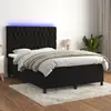 Image de Sommier À Lattes De Lit Matelas Et Led Noir 140x200 Cm Velours Vidaxl