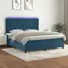 Image de Sommier À Lattes De Lit Matelas Et Led Bleu Foncé 160x200 Cm Vidaxl