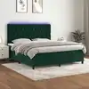 Image de Sommier À Lattes De Lit Matelas Et Led Vert Foncé 180x200 Cm Vidaxl