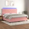 Image de Sommier À Lattes De Lit Matelas Et Led Rose 200x200 Cm Velours Vidaxl