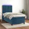 Image de Sommier À Lattes De Lit Et Matelas Et Led Bleu Foncé 90x190 Cm Vidaxl