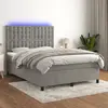 Image de Sommier À Lattes De Lit Matelas Et Led Gris Clair 140x190 Cm Vidaxl