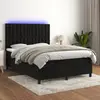 Image de Sommier À Lattes De Lit Matelas Et Led Noir 140x190 Cm Velours Vidaxl