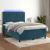 Image de Sommier À Lattes De Lit Matelas Et Led Bleu Foncé 140x190 Cm Vidaxl
