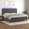 Image de Sommier À Lattes De Lit Matelas Et Led Gris Foncé 200x200 Cm Vidaxl
