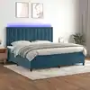 Image de Sommier À Lattes De Lit Matelas Et Led Bleu Foncé 200x200 Cm Vidaxl