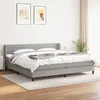 Image de Sommier À Lattes De Lit Avec Matelas Gris Clair 200x200cm Tissu Vidaxl