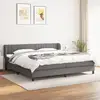 Image de Sommier À Lattes De Lit Avec Matelas Gris Foncé 200x200cm Tissu Vidaxl
