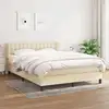 Image de Sommier À Lattes De Lit Avec Matelas Crème 140x190 Cm Tissu Vidaxl