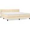 Image de Sommier À Lattes De Lit Avec Matelas Crème 200x200 Cm Tissu Vidaxl