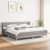 Image de Sommier À Lattes De Lit Avec Matelas Gris Clair 200x200cm Tissu Vidaxl