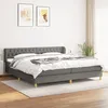 Image de Sommier À Lattes De Lit Avec Matelas Gris Foncé 200x200cm Tissu Vidaxl