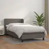 Image de Sommier À Lattes De Lit Avec Matelas Gris 90x200 Cm Similicuir Vidaxl
