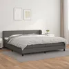 Image de Sommier À Lattes De Lit Avec Matelas Gris 200x200 Cm Similicuir Vidaxl