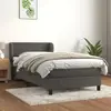 Image de Sommier À Lattes De Lit Et Matelas Gris Foncé 80x200 Cm Velours Vidaxl