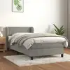 Image de Sommier À Lattes De Lit Et Matelas Gris Clair 90x200 Cm Velours Vidaxl