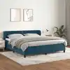 Image de Sommier À Lattes De Lit Et Matelas Bleu Foncé 160x200cm Velours Vidaxl