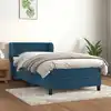 Image de Sommier À Lattes De Lit Et Matelas Bleu Foncé 80x200 Cm Velours Vidaxl