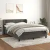 Image de Sommier À Lattes De Lit Et Matelas Gris Foncé 140x200cm Velours Vidaxl