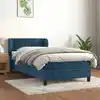 Image de Sommier À Lattes De Lit Et Matelas Bleu Foncé 80x200 Cm Velours Vidaxl