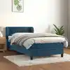 Image de Sommier À Lattes De Lit Avec Matelas Bleu Foncé 100x200 Cm Vidaxl