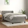 Image de Sommier À Lattes De Lit Et Matelas Gris Clair 90x190 Cm Velours Vidaxl