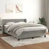 Image de Sommier À Lattes De Lit Et Matelas Gris Clair 140x200cm Velours Vidaxl