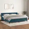 Image de Sommier À Lattes De Lit Et Matelas Bleu Foncé 200x200cm Velours Vidaxl
