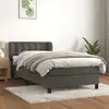 Image de Sommier À Lattes De Lit Et Matelas Gris Foncé 90x190 Cm Velours Vidaxl