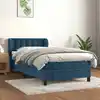 Image de Sommier À Lattes De Lit Avec Matelas Bleu Foncé 90x200 Cm Vidaxl