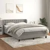 Image de Sommier À Lattes De Lit Et Matelas Gris Clair 140x190cm Velours Vidaxl