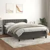 Image de Sommier À Lattes De Lit Et Matelas Gris Foncé 140x190cm Velours Vidaxl