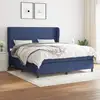 Image de Sommier À Lattes De Lit Avec Matelas Bleu 180x200 Cm Tissu Vidaxl