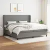 Image de Sommier À Lattes De Lit Avec Matelas Gris Foncé 200x200cm Tissu Vidaxl